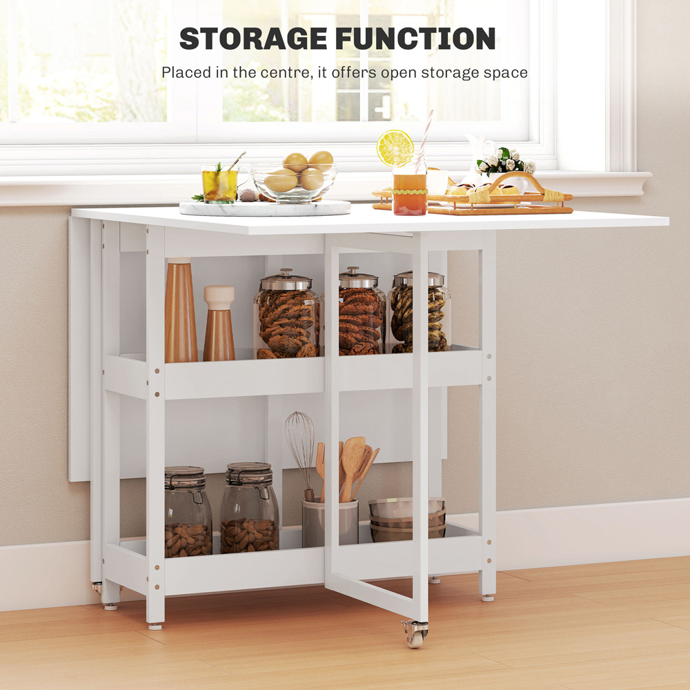 HOMCOM 4 Seater White Foldable Dining Table Image 7