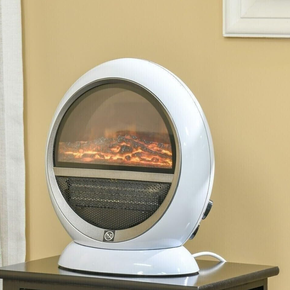 Marco Paul White Ceramic Electric Fire Home Heater Fan with Flame Effect 1500W Image 2