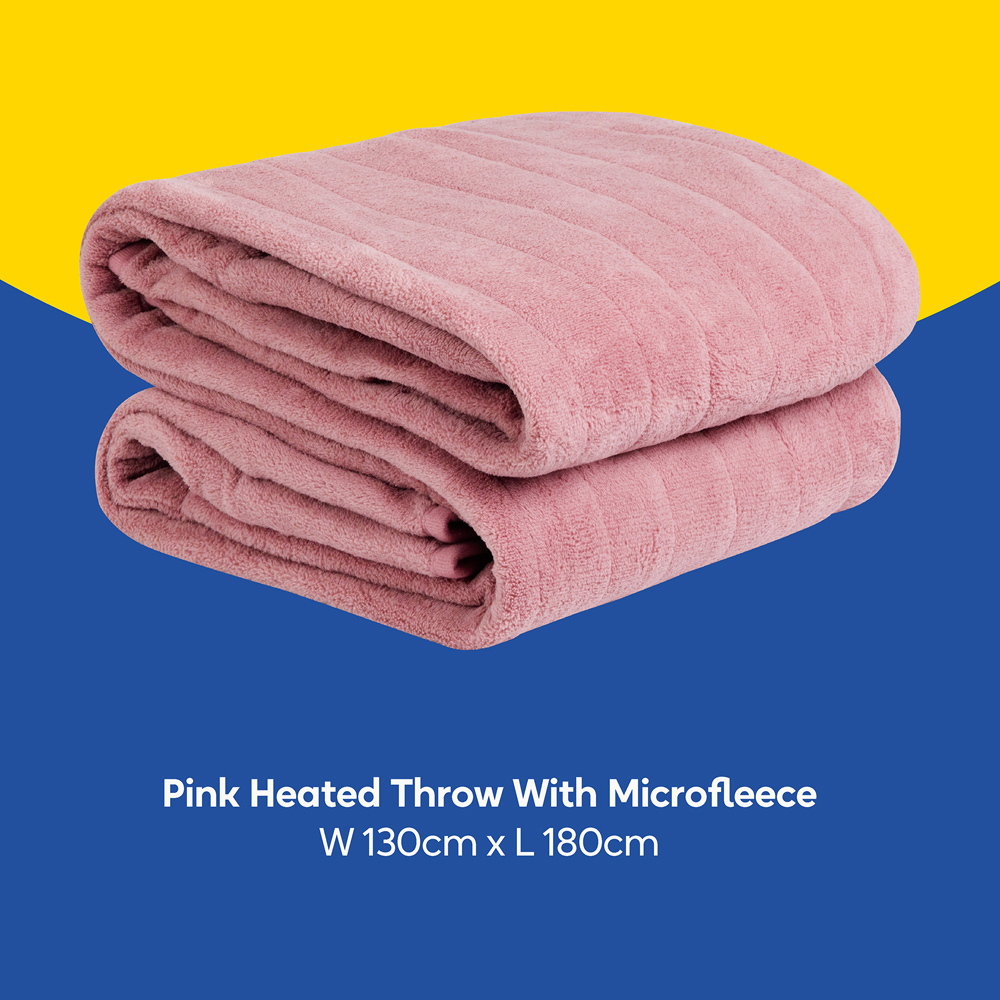 Russell Hobbs RHHT1004PNK Pink Microfleece Heated Throw 180 x 130cm Image 9