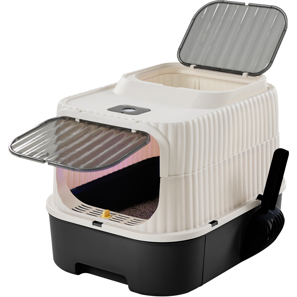 H&O Direct Large Black Foldable Cat Litter Box with UV Light Image 2
