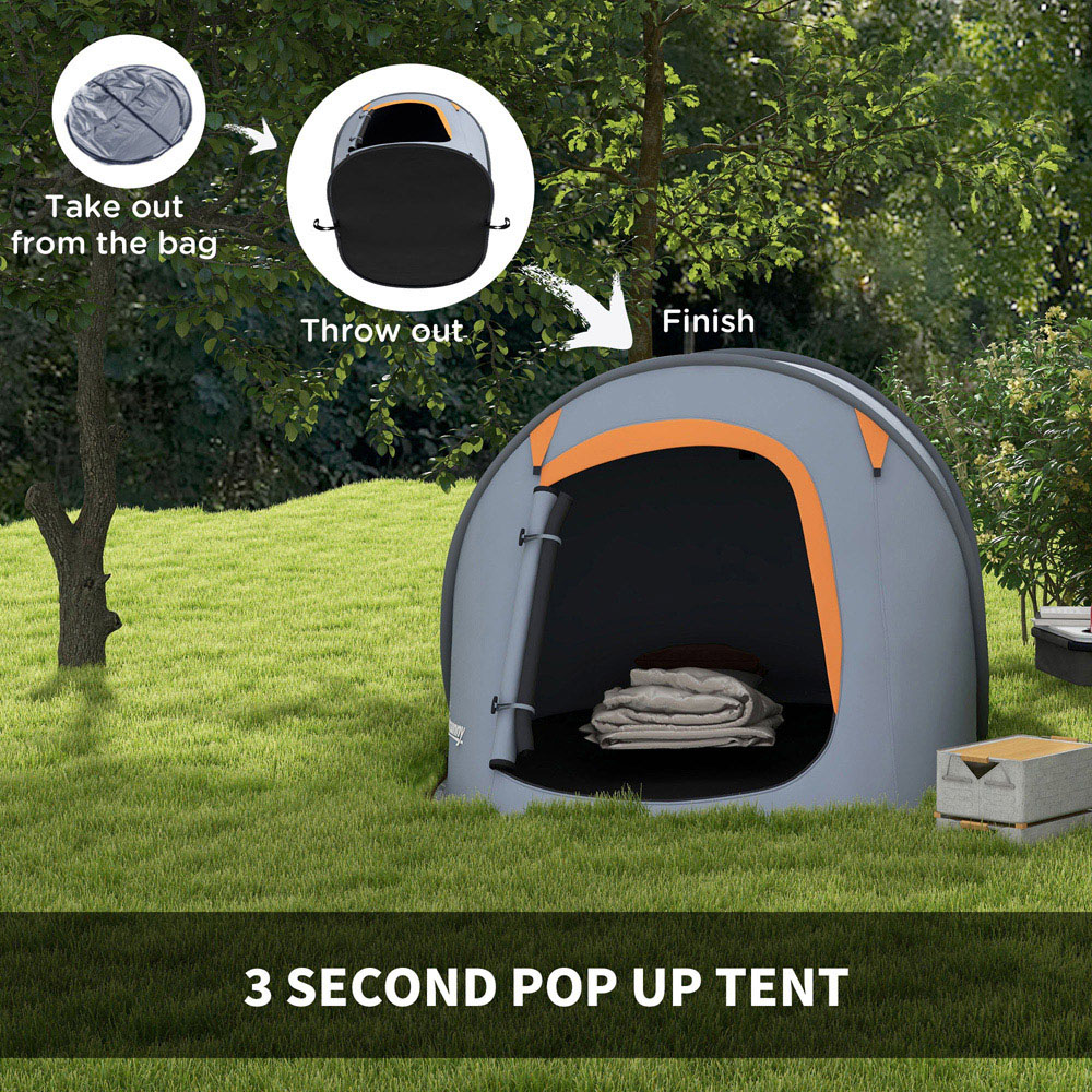 Outsunny 2 Person Waterproof Camping Tent Grey and Orange Image 4