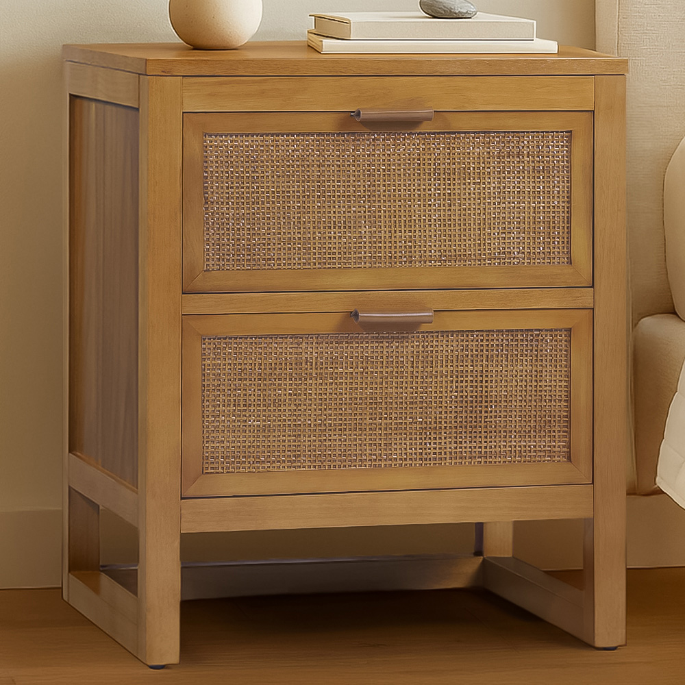 Teamson Home Hatteras 2 Drawer Natural Nightstand Image 1