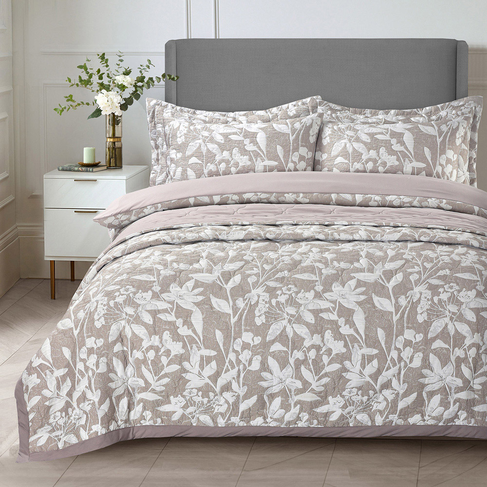 Sweet Dreams Ashbury Natural Botanical Bedspread Set 235 x 235cm Image 1