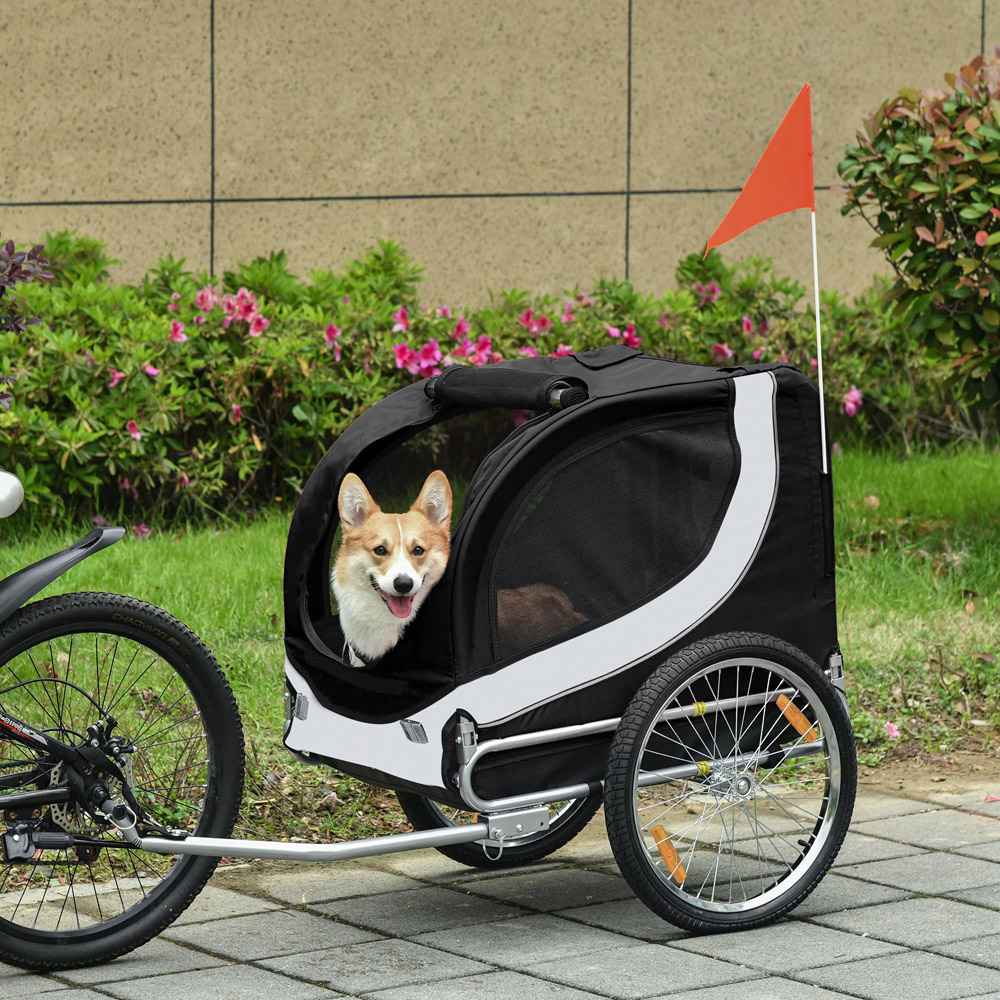PawHut Dog Bike Trailer Black Image 2