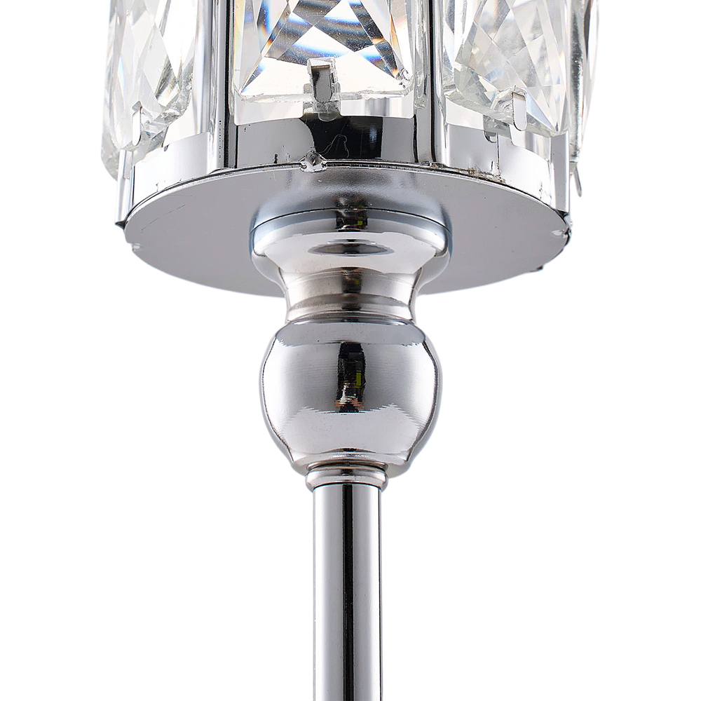 Living and Home Silver Crystal Panel Tiered Candle Holder Set of 3 Image 7