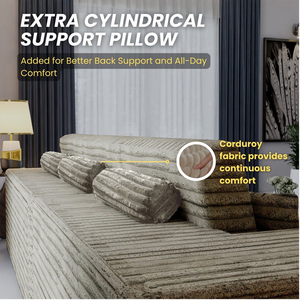 Sliding Wardrobes 4U 3 Seater L Shaped Camel Corner Sofa with Reversible Chaise Image 7