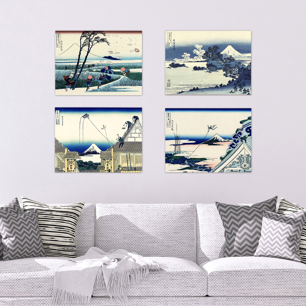 Artery8 Hokusai Views Mount Fuji Beach Temple Mitsui Wall Art Print 30 x 41cm 5 Pack Image 2