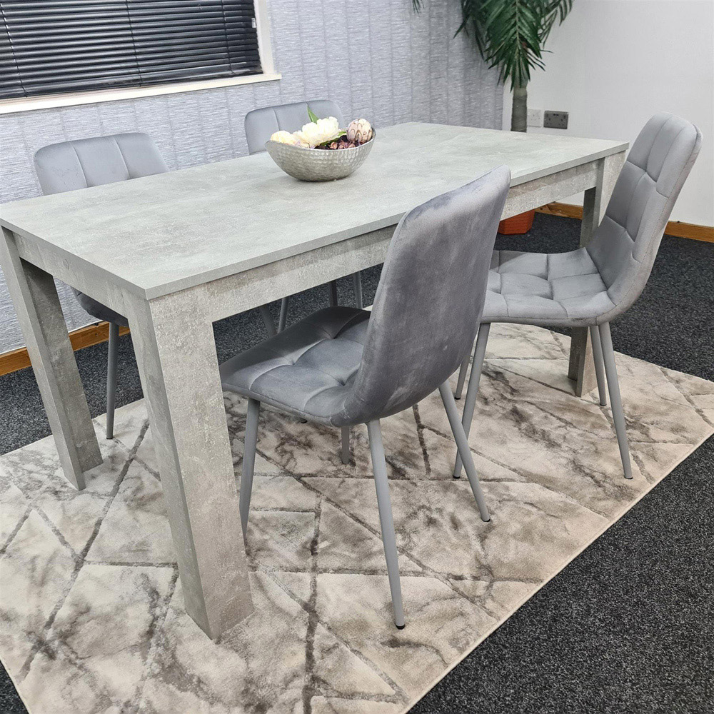 Kosy Koala 4 Seater Grey Stone Effect Velvet Dining Set Image 3