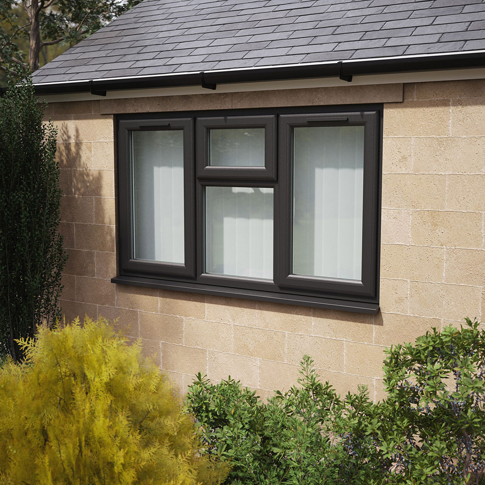 Crystal Black and White LH and RH Side Hung and Top Centre Clear Triple Glazed Window 1770 x 1190mm Image 2
