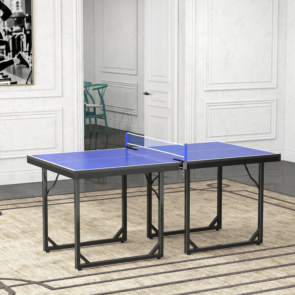 HOMCOM Blue Foldable Indoor Tennis Table with Net Image 6