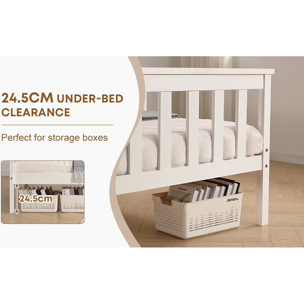 Brooklyn Single White Wooden Bed Frame Image 8