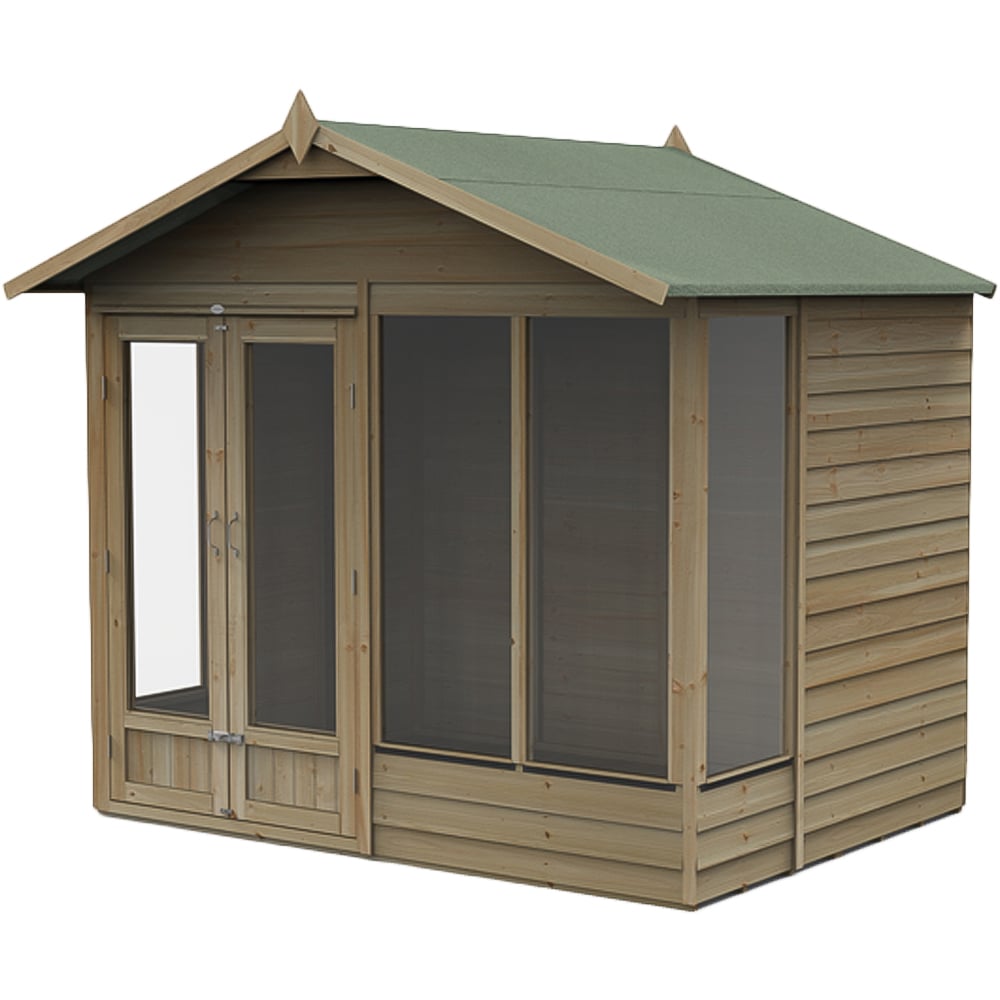 Forest Garden 4LIFE 8 x 6ft Double Door 4 Windows Apex Summerhouse Image 1