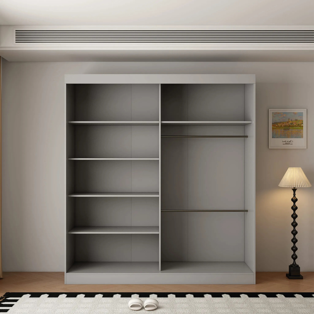 ARTESA Berlin 2 Door Grey Mirrored Sliding Wardrobe Image 3