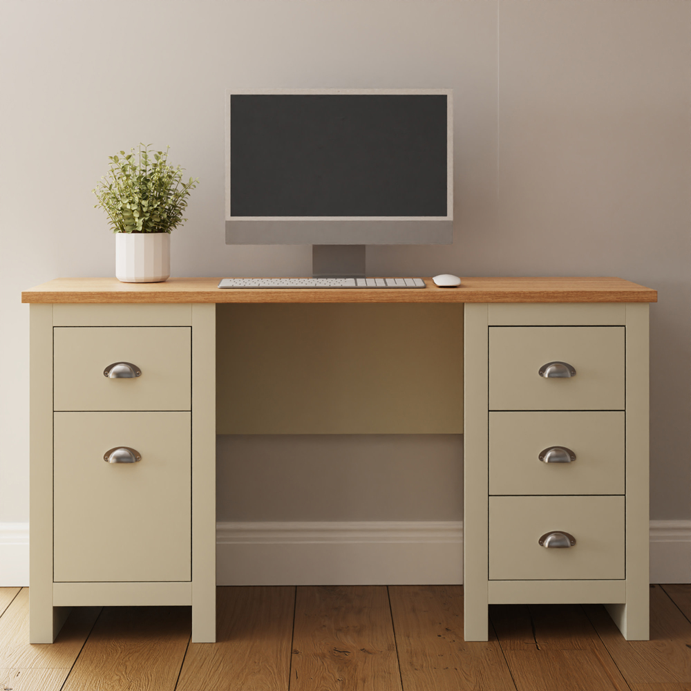 GFW Lancaster 4 Drawer Study Desk Cream Image 6