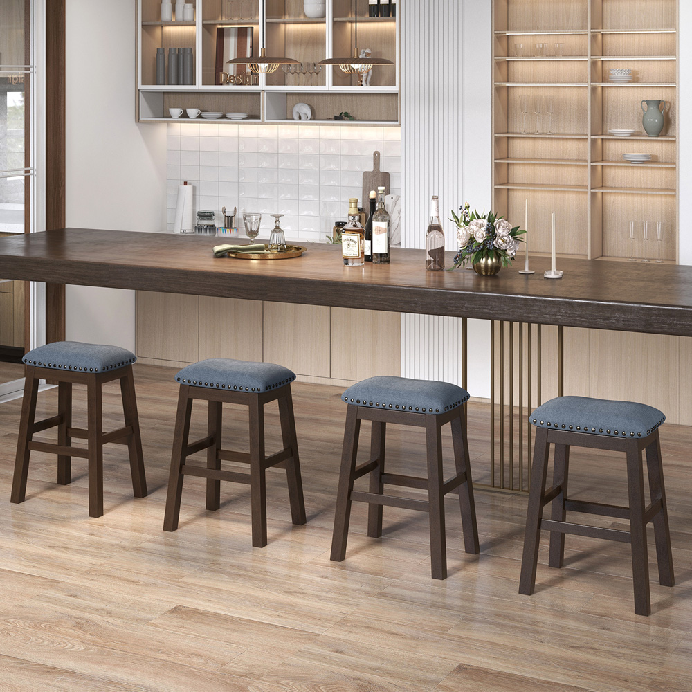 Costway Brown Padded Bar Stool Set of 2 Image 6