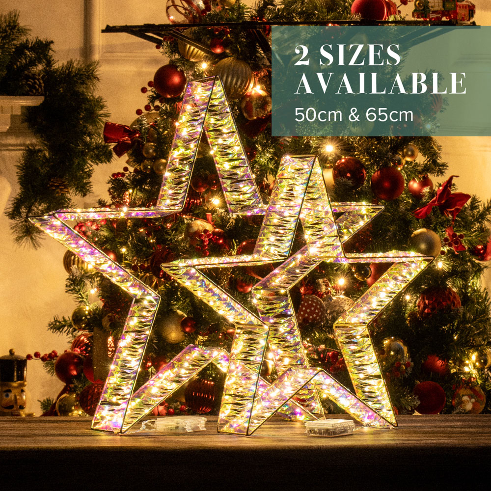 The Christmas Workshop 160 Warm White LED Iridescent Light Up Metal Star Decoration 2.1ft Image 7