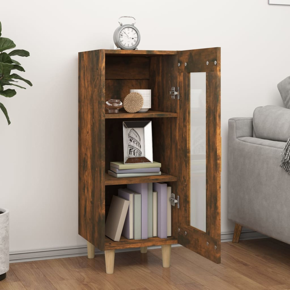 vidaXL Single Glass Door Smoked Oak Sideboard Image 3