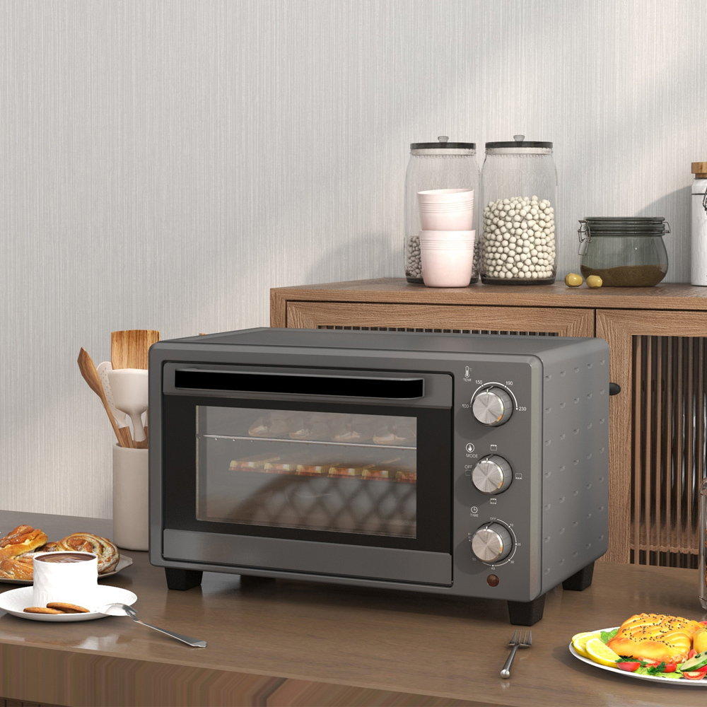 HOMCOM 800-085V70GY Grey 21L Electric Mini Oven 1400W Image 3
