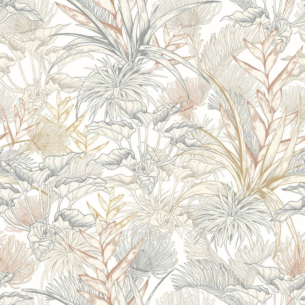 Hoopla Walls Oasis Tropical Canopy Oyster and Chalk Wallpaper Image 1