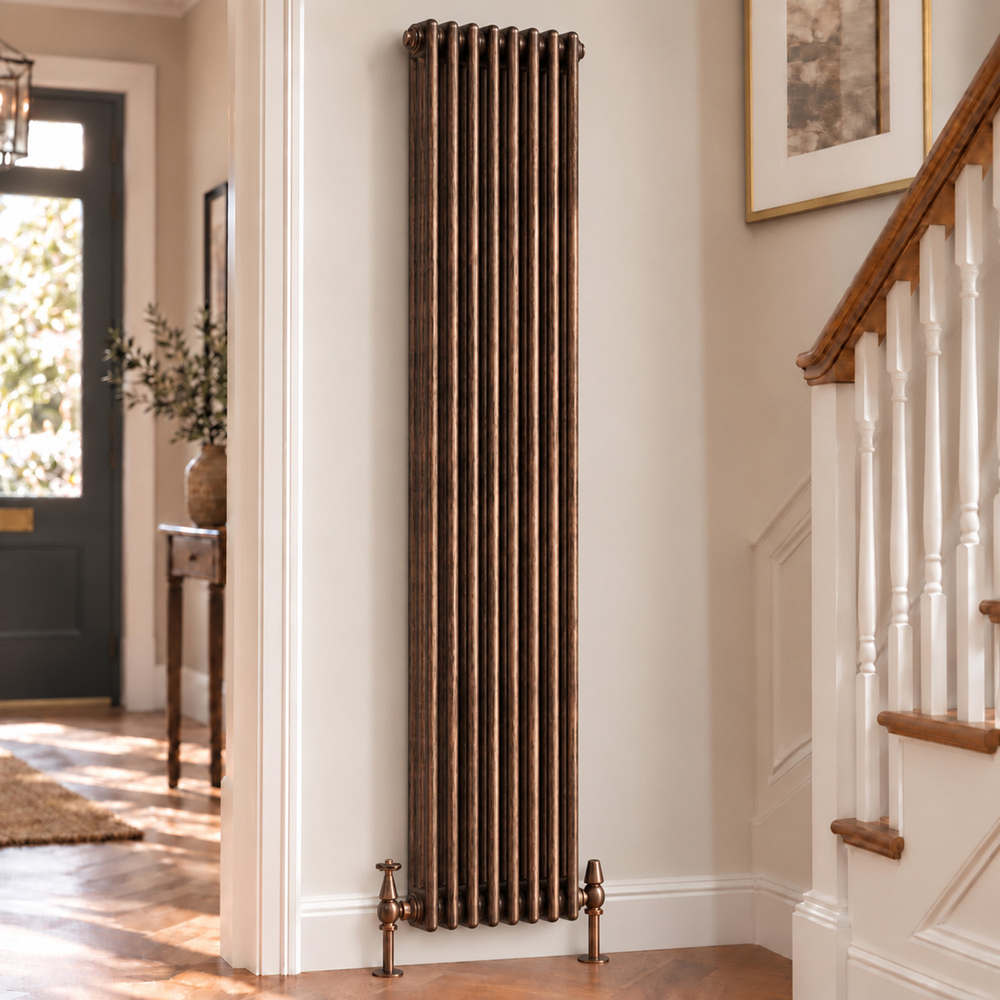 Go Bathrooms Clarence Antique Copper 3 Column 8 Section Radiator 1800 x 380mm Image 2