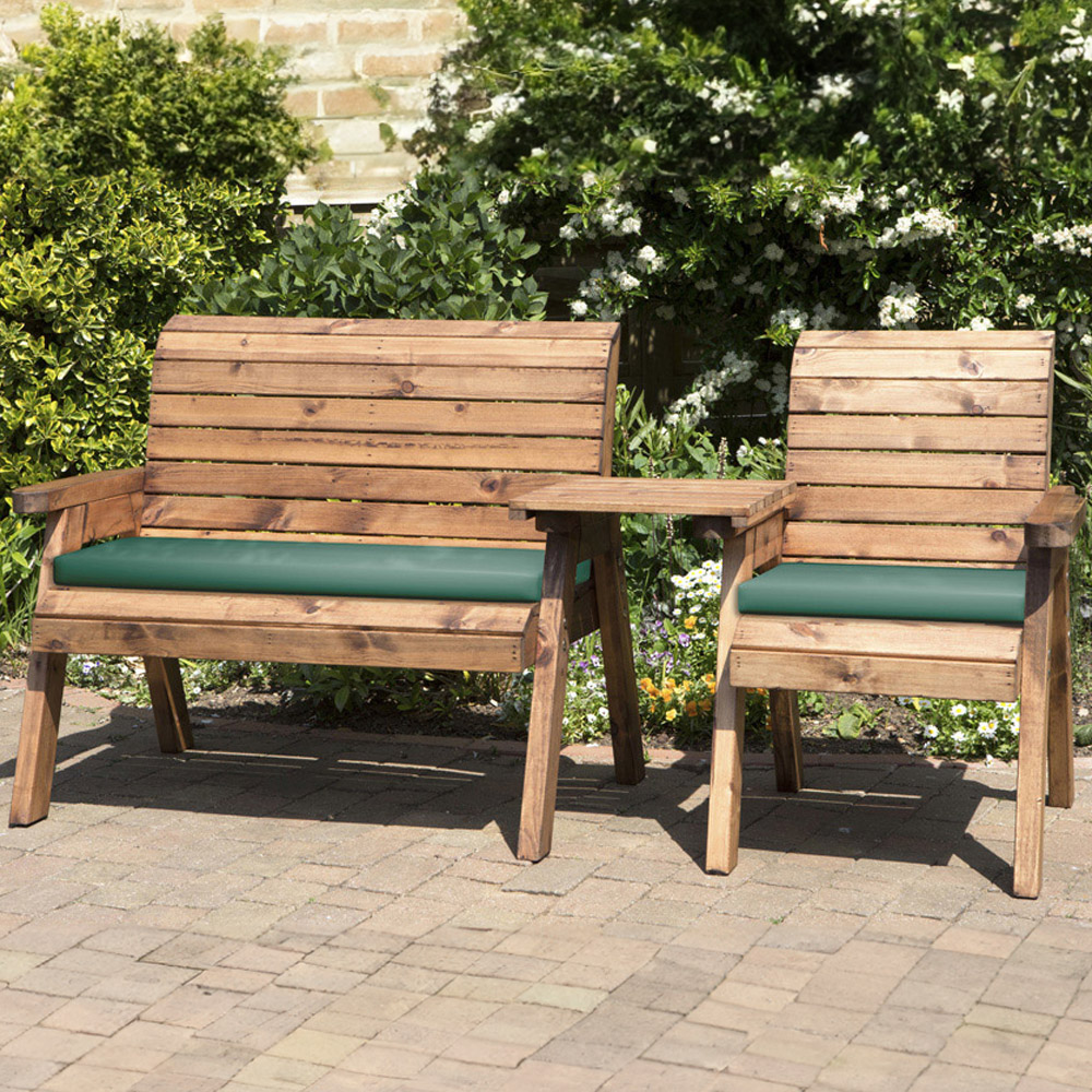 Charles Taylor 3 Seater Straight Companion Seat with Green Cushions Image 1