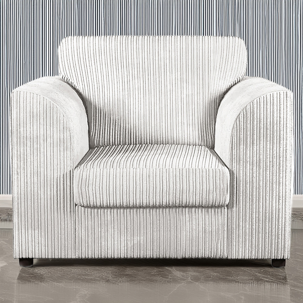 Luxor Single Seater Silver Jumbo Cord Armchair Image 1
