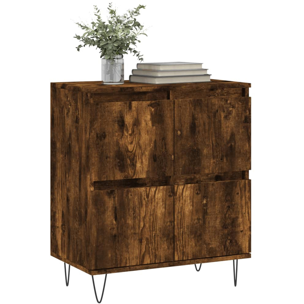 vidaXL 4 Door Smoked Oak Sideboard with Metal Legs Image 3