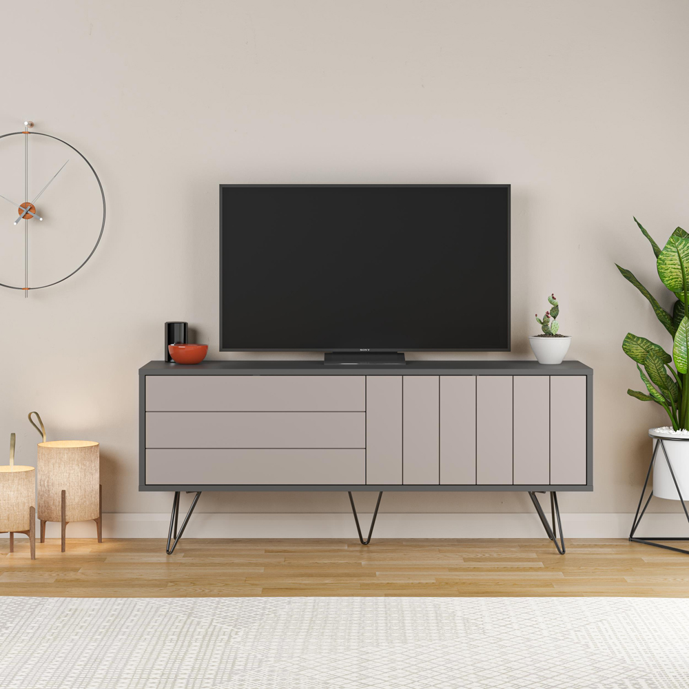 Decortie Picadilly 2 Door Anthracite and Mocha Grey TV Unit Image 5