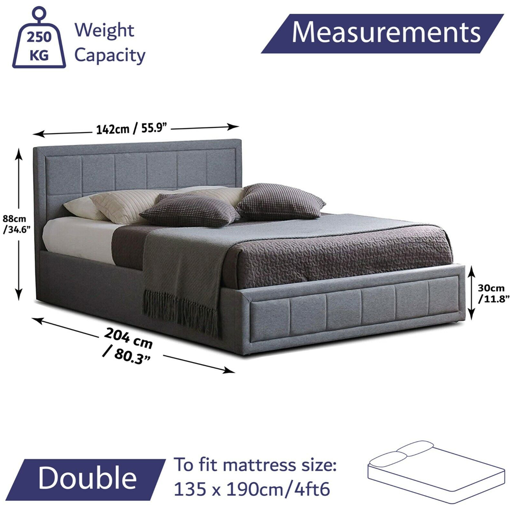Home Treats Double Grey Ottoman Bed with Mattress Image 9