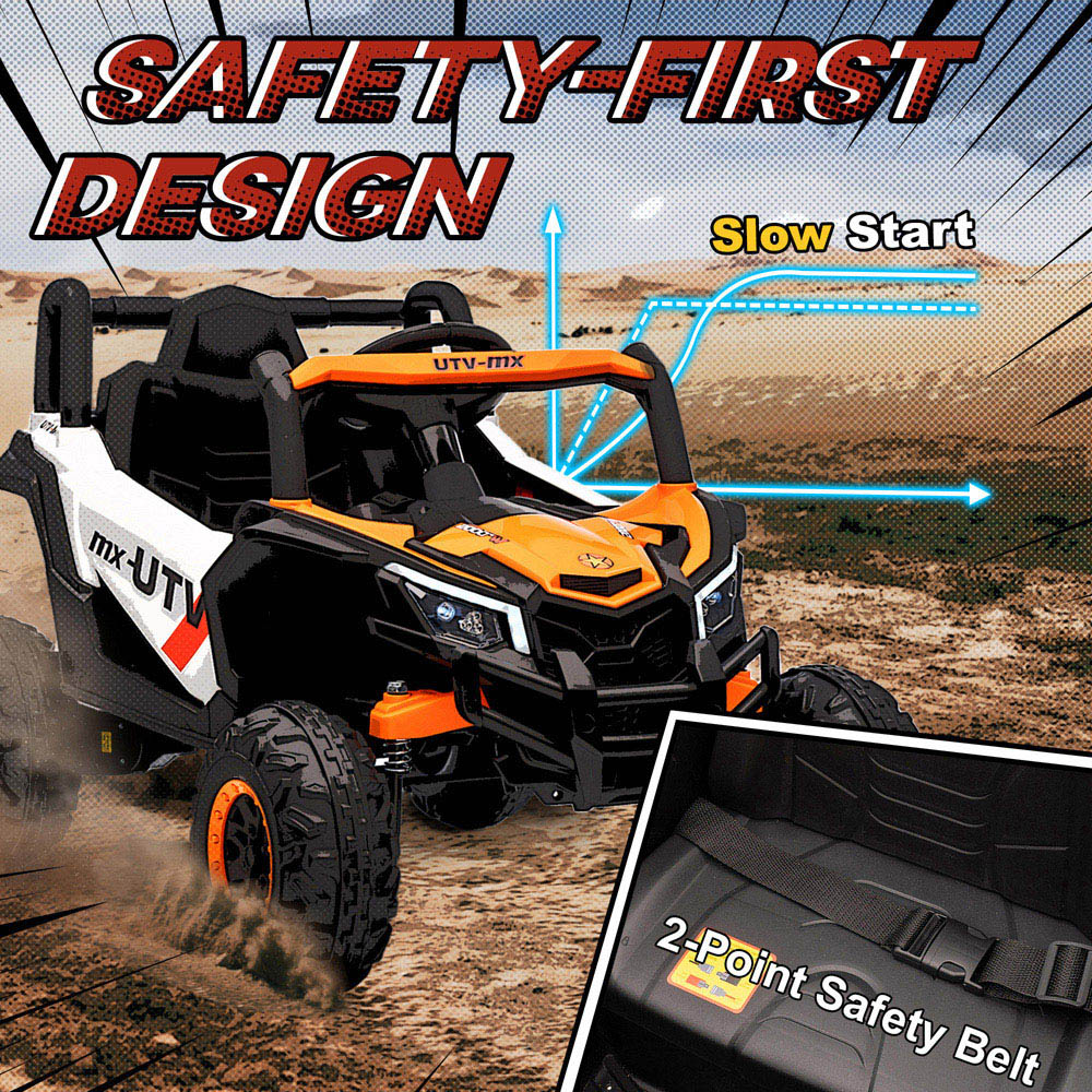 Tommy Toys Kids Orange Ride On Electric UTV Car with Remote and Safety Belt Image 6