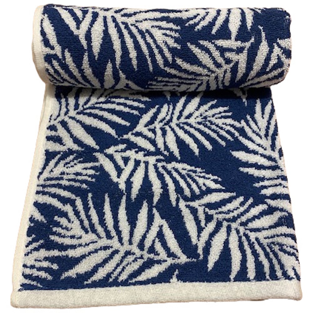 Bellissimo Botanical Navy Turkish Cotton Bath Towel Image 1