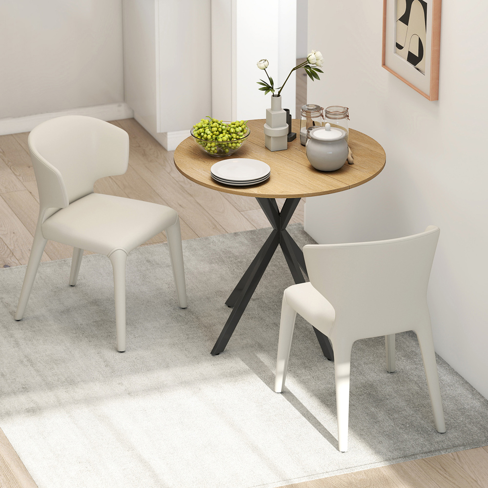 HOMCOM 4 Seater Round Industrial Style Dining Table with Steel Legs Image 6