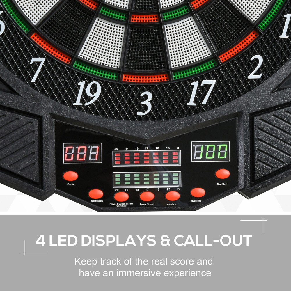 HOMCOM 24 Darts LED Electronic Dartboard Set with 27 Games and 216 Variations Image 7