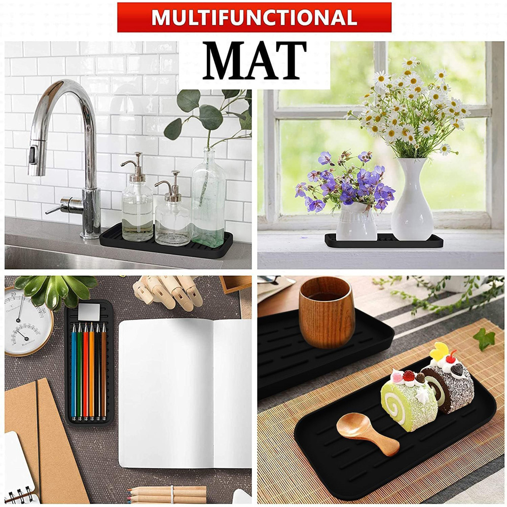 ATEK Black Silicone Sink Tidy Caddy Soap Sponge Organiser Image 8