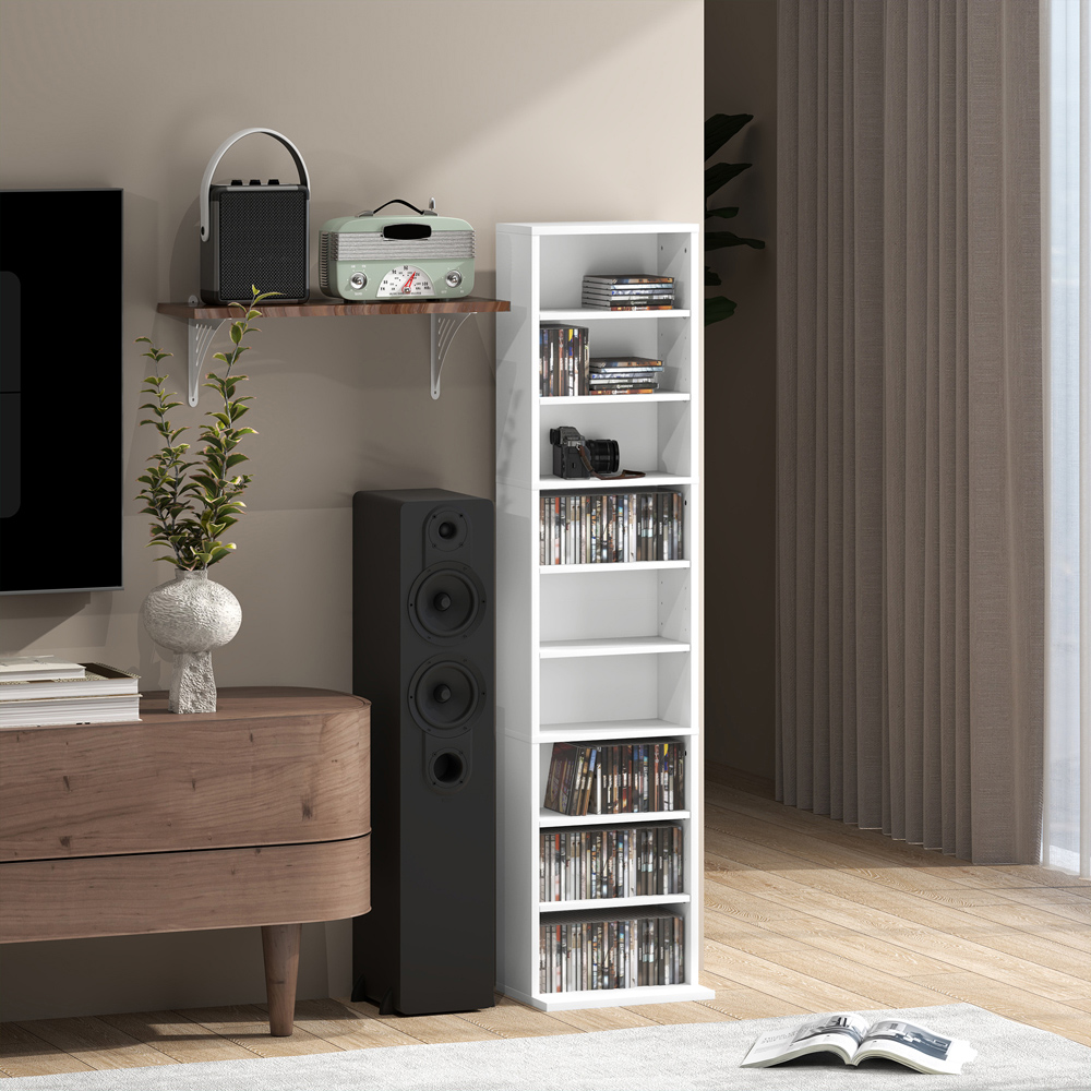 HOMCOM 9 Shelf White DVD and CD Media Storage Unit Image 3