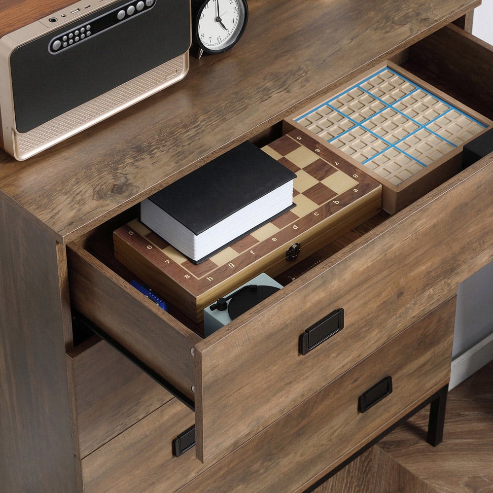 Portland 4 Drawer Brown Chest of Drawers Image 3