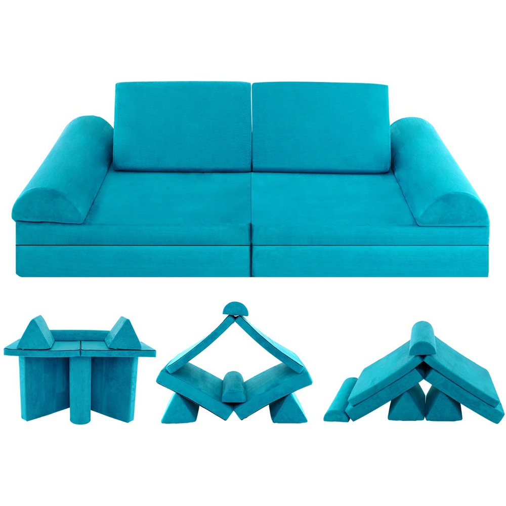 Costway Green Kids Modular Convertible Sofa Playset 6 Piece Image 3