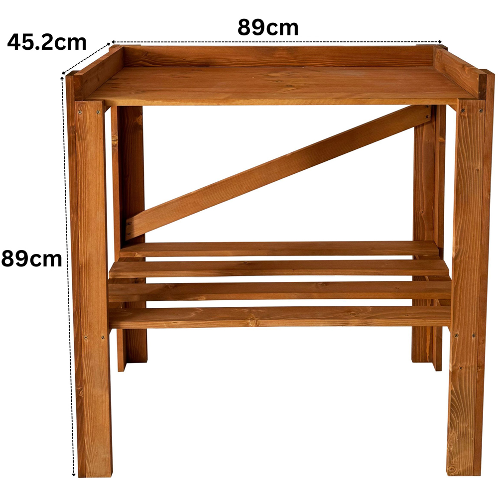 Core Products 2 Shelf Wax Treated Finish Solid Pine Outdoor Potting Table Image 6