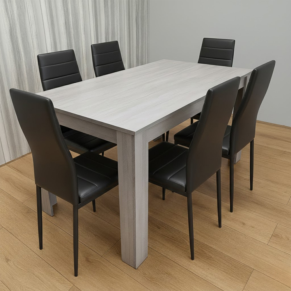 Portland Kosy Koala 6 Seater Dining Set Grey and Black Image 4