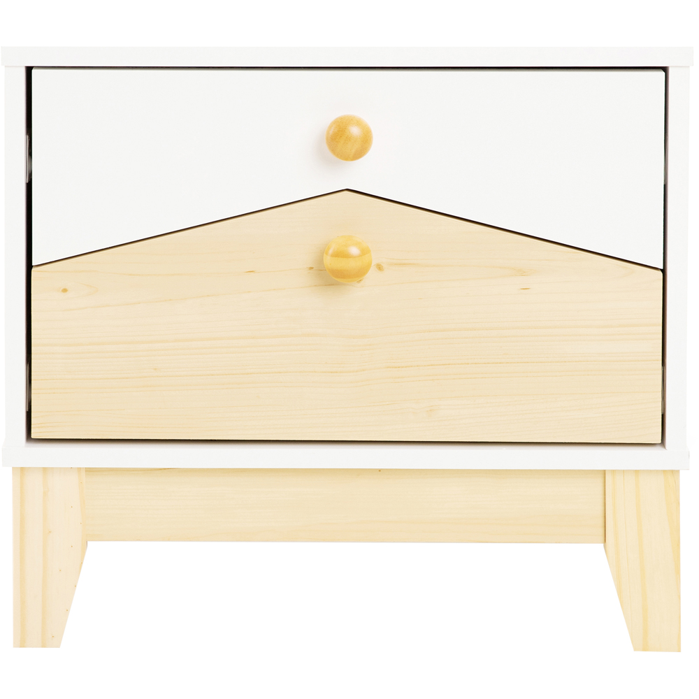 Seconique Cody 2 Drawer White and Pine Bedside Table Image 3
