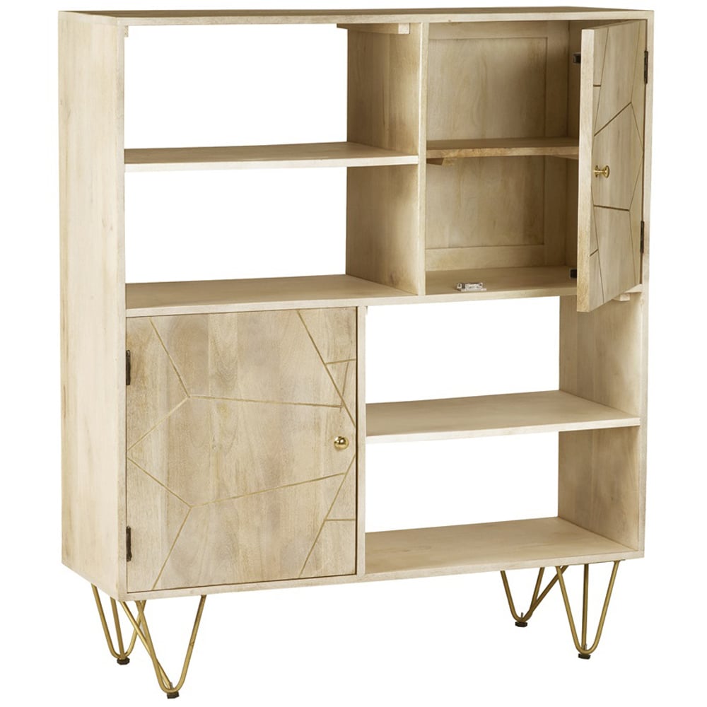 Brooklyn Huyen 2 Door 4 Shelf Light Gold Display Cabinet Image 2