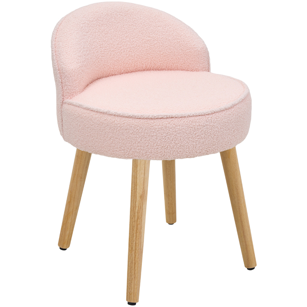 Living and Home Pink Teddy Fleece Low Backrest Vanity Stool Image 2