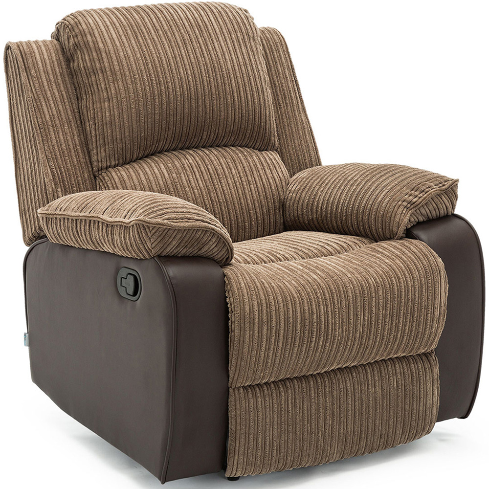 Furniture Online Postana Brown Jumbo Cord Manual Recliner Chair Image 2