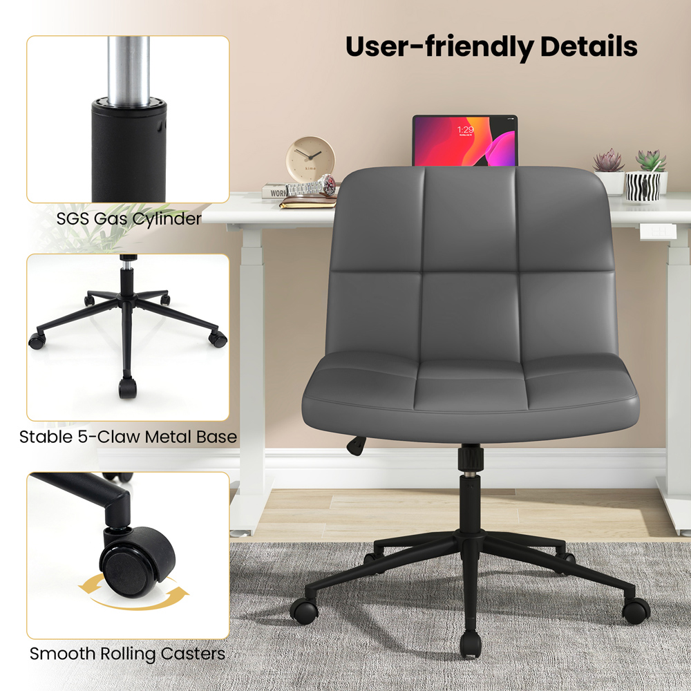 Costway Grey Cross Legged Office Chair Image 8