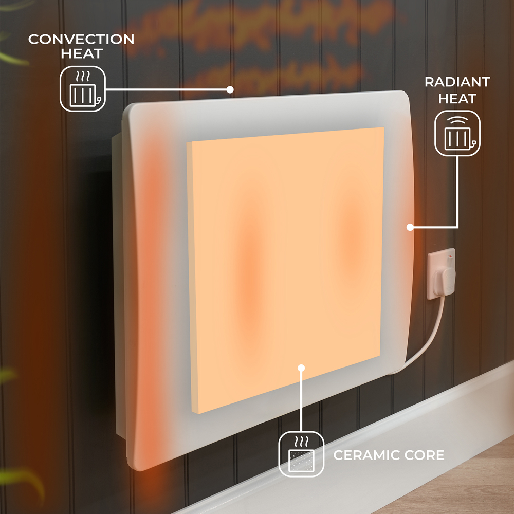 Adam Solis White Ceramic Core Electric Radiator 1000W Image 7
