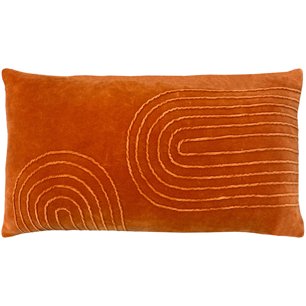 furn. Mangata Orange Geometric Pleat Cushion Image 1