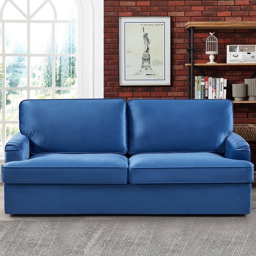 Woodbury Double Sleeper Blue Velvet Sofa Bed Image 1