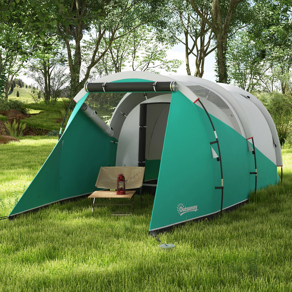 Outsunny 3 Person Waterproof Camping Tent with 2 Room Green Image 2