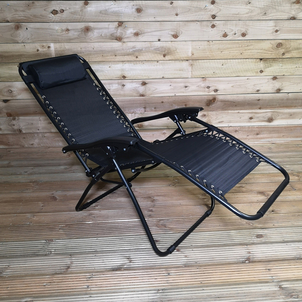Samuel Alexander Set of 2 All Black Textoline Garden Relaxer Chair Image 4