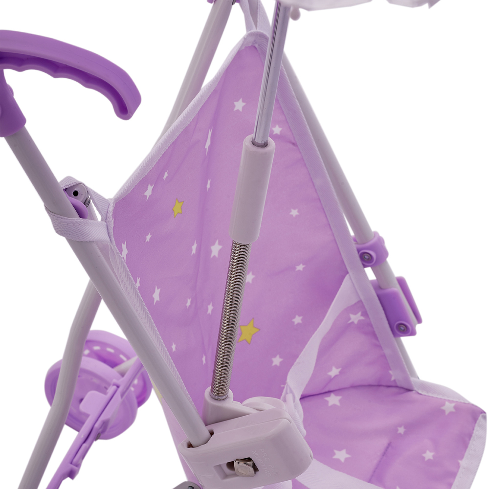 Teamson Kids Olivia's Little World Purple Stars Baby Doll Stroller with Parasol Image 7